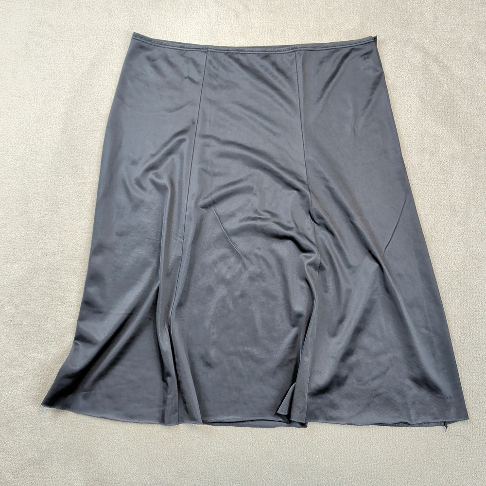Vanity Fair Size Large Vintage Black Nylon Half Slip Skirt Silky A-Line Midi